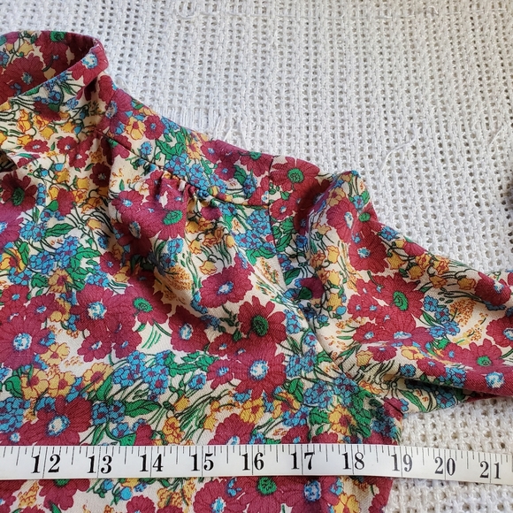 Vintage Women’s Small Colorful Floral Long Sleeve Button Down Collared Shirt - Picture 5 of 7